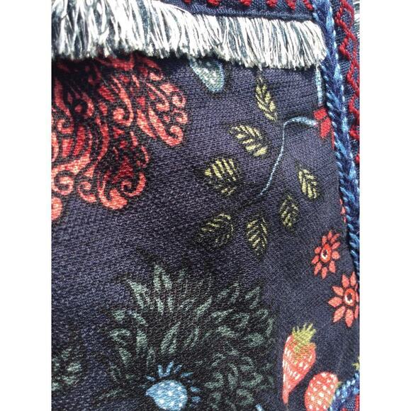 Loft Womens Embroidered Tapestry Jacket Size 0 XS Gypsy Strawberry Fairy Garden - Picture 9 of 12